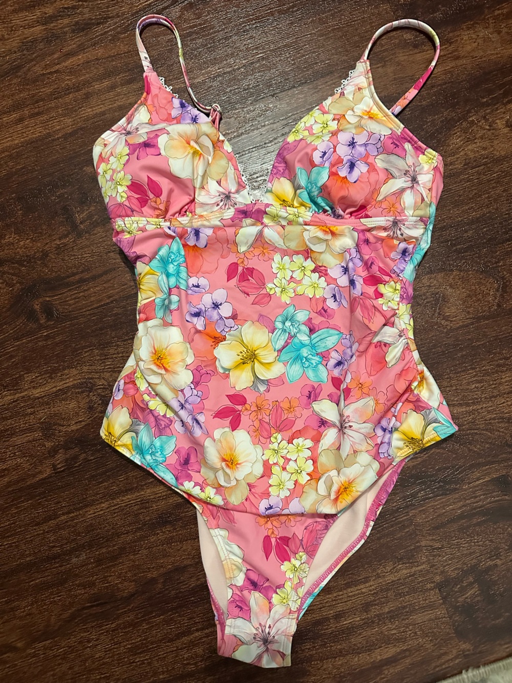 Cupshe Pink Floral One-Piece Swimsuit